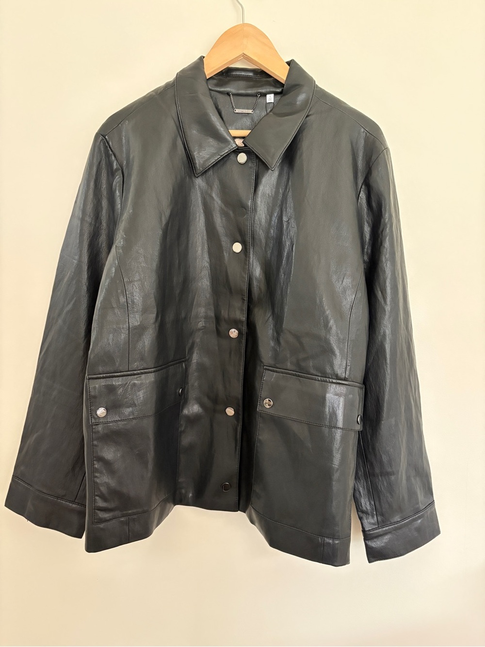 Chicos NEW Snap Front Faux Leather Jacket 4 XL - Picture 7 of 8
